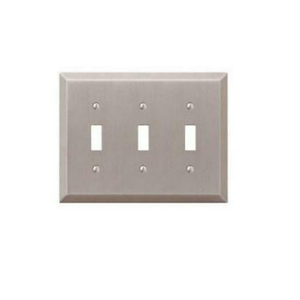 AMERELLE 163TTTBN Century Triple Toggle Steel Wallplate in Brushed Nickel AMERELLE 163TTTBN Century Triple Toggle Steel Wallplate in Brushed Nickel